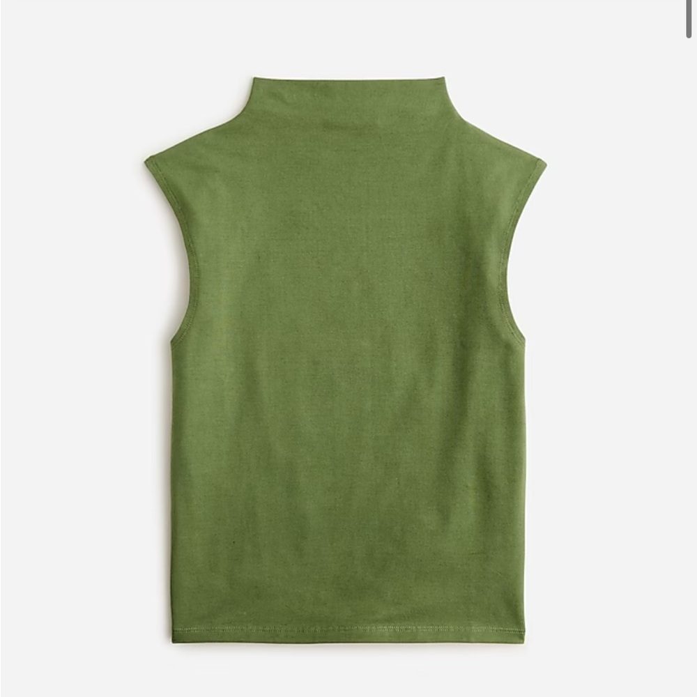 J. Crew Fitted mockneck tank top in stretch cotton blend BY373 green S